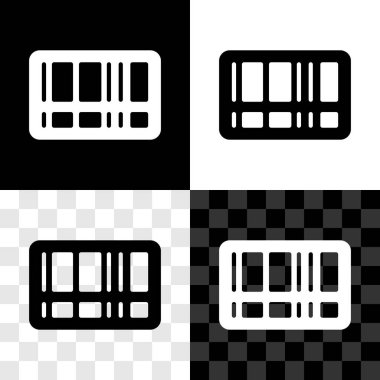 Set Barcode icon isolated on black and white, transparent background.  Vector