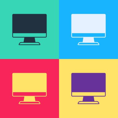 Pop Art Bilgisayar ekran simgesi renk arkaplanında izole edildi. Elektronik cihaz. Ön manzara. Vektör