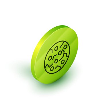 Beyaz arka planda izole edilmiş çikolatalı kurabiye ya da bisküvi. Yeşil daire düğmesi. Vektör.