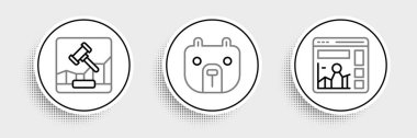 Set line Website with growth graph, Online internet auction and Bear market icon. Vector