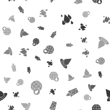 Set Water drop, Glass with water,  and Earth planet in on seamless pattern. Vector