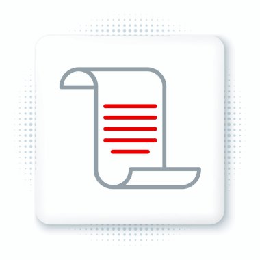 Beyaz arkaplanda kalkan simgesi olan satır belgesi. Sigorta konsepti. Güvenlik, güvenlik, koruma, konsept koruma. Renkli taslak konsepti. Vektör