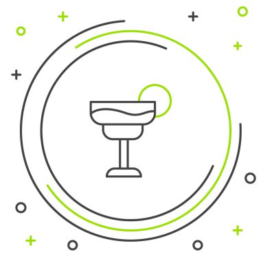 Çizgi kokteyl ve alkol ikonu beyaz arka planda izole edilmiş. Renkli taslak konsepti. Vektör