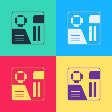 Pop Art Electronic bilgisayar bileşenleri anakart dijital çip entegre bilim ikonu renk arkaplan izole. Devre kartı. Vektör