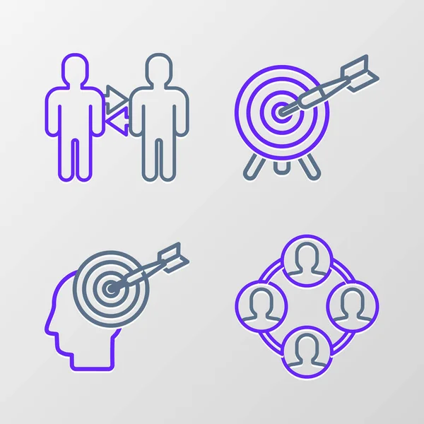 Set line Project team base, Head hunting concept, Target with arrow and  icon. Vector