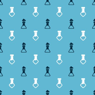 Test tüpünü, matara kimyasalı, test tüpünü ve matara kimyasalı pürüzsüz desene ayarlayın. Vektör.