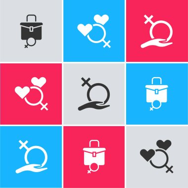 Set Work for female, Female gender and  icon. Vector
