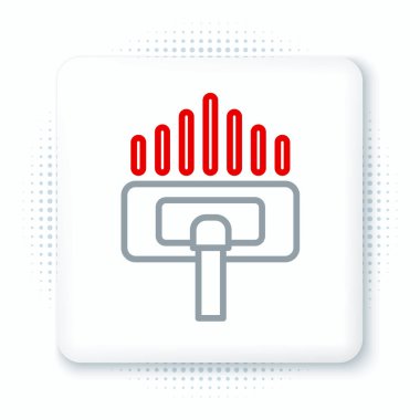 Çizgi Temizleme servisi simgesi beyaz arkaplanda izole edildi. Süpürge kafası daire şeklinde, halı temizleme logosu. Renkli taslak konsepti. Vektör.