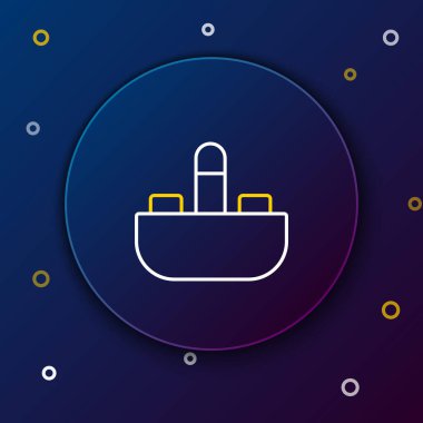 Mavi arka planda su musluğu ikonu olan çizgi yıkama kabini. Renkli taslak konsepti. Vektör