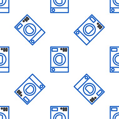 Çizgi yıkama simgesi beyaz arka planda kusursuz desen izole etti. Çamaşır makinesi simgesi. Çamaşır makinesi, çamaşır makinesi. Ev aletleri sembolü. Renkli taslak konsepti. Vektör