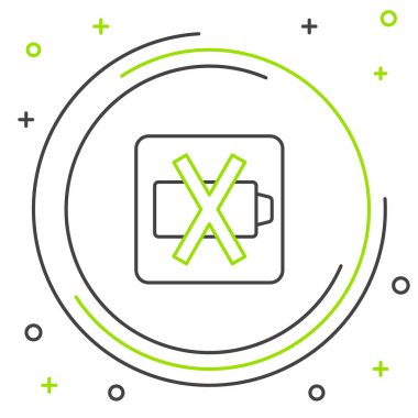 Çizgi Batarya şarj seviyesi göstergesi simgesi beyaz arkaplanda izole edildi. Renkli taslak konsepti. Vektör