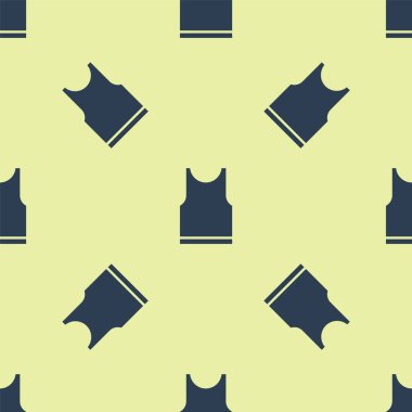 Blue Sleeveless T-shirt icon isolated seamless pattern on yellow background.  Vector Illustration.