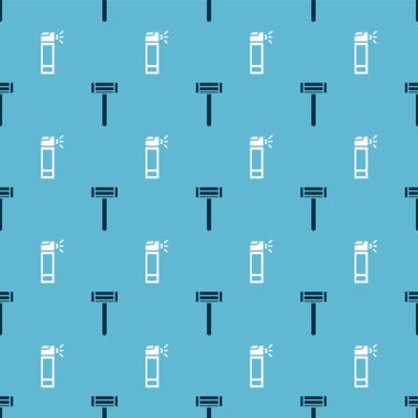Set Shaving razor and Bottle with nozzle spray on seamless pattern. Vector.