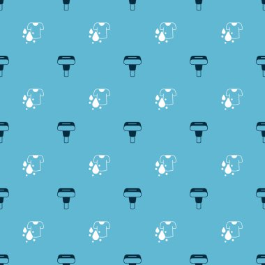 Set Garment steamer and Dirty t-shirt on seamless pattern. Vector