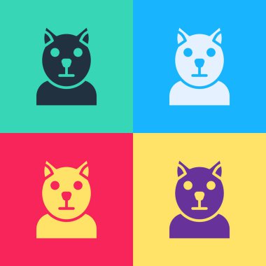 Pop Art Cat simgesi renk arkaplanında izole edildi. Hayvan sembolü. Vektör.