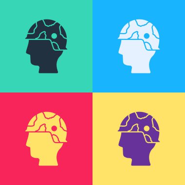 Pop art Army soldier icon isolated on color background.  Vector.