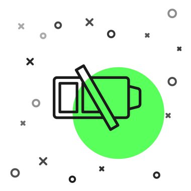 Siyah çizgi batarya şarj seviyesi göstergesi simgesi beyaz arkaplanda izole edildi. Vektör