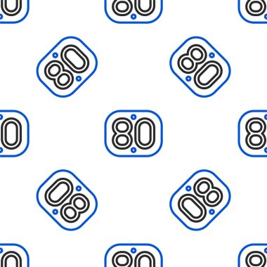 Line 80s Retro icon isolated seamless pattern on white background. Eighties poster. Colorful outline concept. Vector