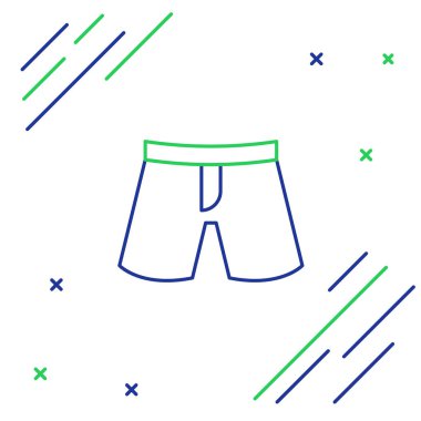 Beyaz arkaplanda kısa çizgi veya pantolon simgesi izole edildi. Renkli taslak konsepti. Vektör