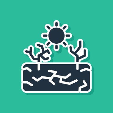 Blue Drought icon isolated on green background.  Vector.