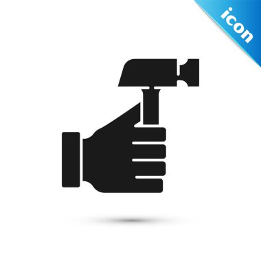 Gri Çekiç simgesi beyaz arkaplanda izole edildi. Tamir için bir araç. Vektör.