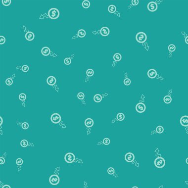 Green Financial growth dollar coin icon isolated seamless pattern on green background. Increasing revenue.  Vector