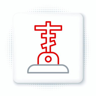 Beyaz arkaplanda çapraz simge izole edilmiş çizgi mezarı. Renkli taslak konsepti. Vektör.