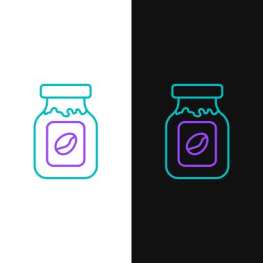 Line Coffee jar bottle icon isolated on white and black background. Colorful outline concept. Vector