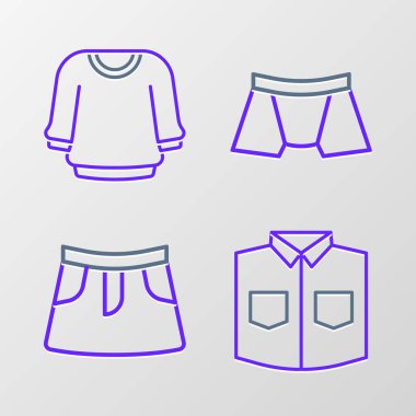 Set line Shirt, Skirt, Men underpants and Sweater icon. Vector