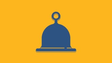 Blue Sauna hat icon isolated on orange background. 4K Video motion graphic animation .