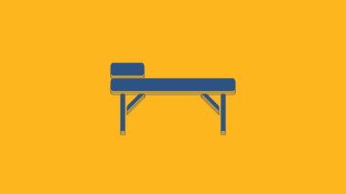 Blue Massage table icon isolated on orange background. 4K Video motion graphic animation .