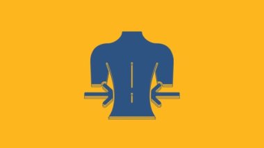 Blue Massage icon isolated on orange background. Relaxing, leisure. 4K Video motion graphic animation .