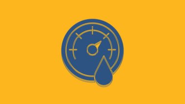 Blue Sauna thermometer icon isolated on orange background. Sauna and bath equipment. 4K Video motion graphic animation .