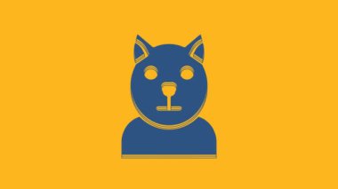 Blue Cat icon isolated on orange background. Animal symbol. 4K Video motion graphic animation .