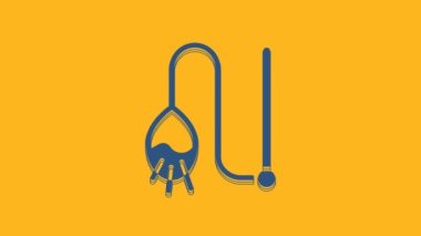 Blue Pet cat toy icon isolated on orange background. 4K Video motion graphic animation .