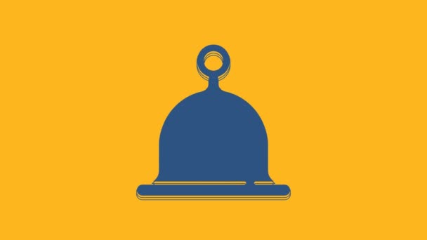 Icono Del Sombrero Azul Sauna Aislado Sobre Fondo Naranja Animación — Vídeo de stock