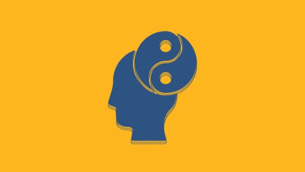 Blue Yin Yang Símbolo Armonía Equilibrio Icono Aislado Sobre Fondo — Vídeo de stock