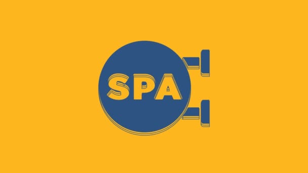 Blue Spa Salong Ikon Isolerad Orange Bakgrund Begreppet Skönhetssalong Massage — Stockvideo