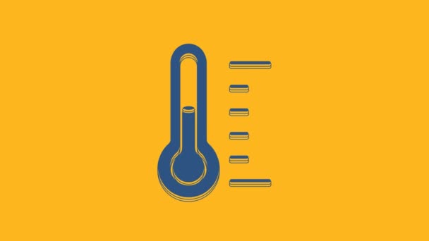 Blaues Sauna Thermometer Symbol Isoliert Auf Orangefarbenem Hintergrund Sauna Und — Stockvideo