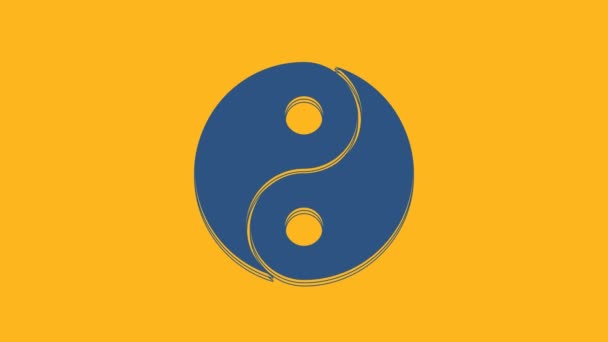 Blue Yin Yang Symbol Harmony Balance Icon Isolated Orange Background — Stockvideo
