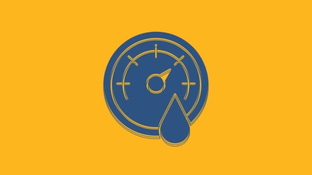 Blue Sauna Thermometer Icon Isolated Orange Background Sauna Bath Equipment — Stock video