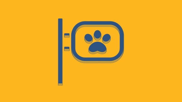Blue Pet Grooming Symbol Isoliert Auf Orangefarbenem Hintergrund Haustierfriseursalon Friseurladen — Stockvideo