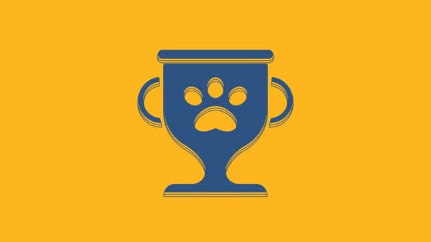 Icono Símbolo Premio Blue Pet Aislado Sobre Fondo Naranja Medalla — Vídeo de stock