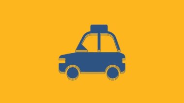 Blue Pet car taxi icon isolated on orange background. 4K Video motion graphic animation .