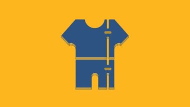 Blue Sport track suit icon isolated on orange background. 4K Video motion graphic animation .