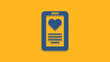 Blue Medical clipboard with clinical record icon isolated on orange background. Prescription, medical check marks report. 4K Video motion graphic animation .