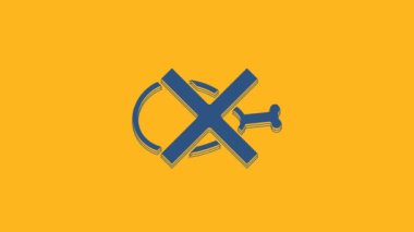 Blue No meat icon isolated on orange background. No fast food allowed - vegetarian food. 4K Video motion graphic animation .