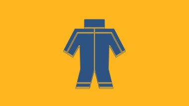 Blue Wetsuit for scuba diving icon isolated on orange background. Diving underwater equipment. 4K Video motion graphic animation .