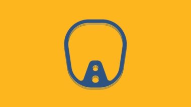 Blue Diving mask icon isolated on orange background. Extreme sport. Diving underwater equipment. 4K Video motion graphic animation .