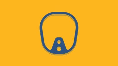 Blue Diving mask icon isolated on orange background. Extreme sport. Diving underwater equipment. 4K Video motion graphic animation .